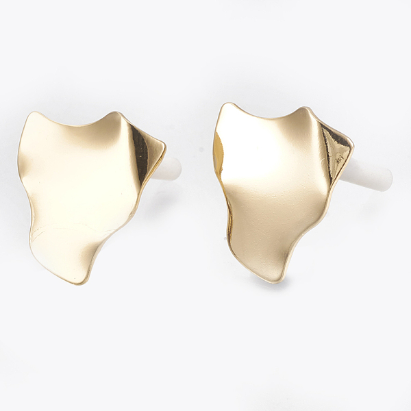 

PandaHall Brass Stud Earring Findings, with Loop, Raw(Unplated) Silver Pins and Plastic Protector, Real 18K Gold Plated, 18x16mm, Hole...