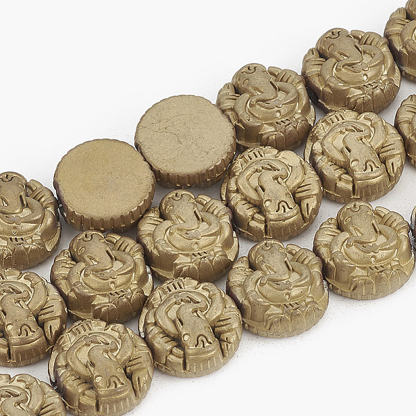 

PandaHall Electroplate Non-magnetic Synthetic Hematite Beads Strands, Matte Style, Hindu Elephant God Lord Ganesh Statue, Golden Plated...
