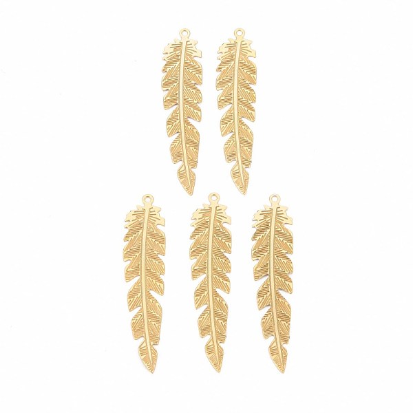 

PandaHall Rack Plating 304 Stainless Steel Filigree Pendants, Etched Metal Embellishments, Nickel Free, Leaf, Real 18K Gold Plated...