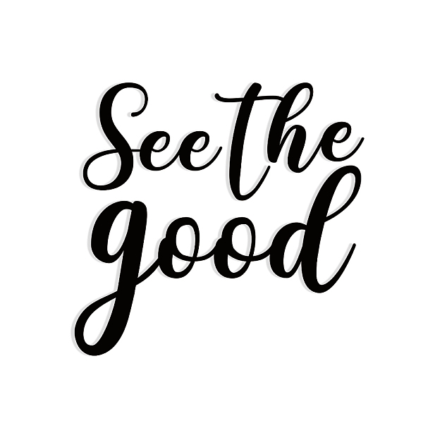 

PandaHall Iron Wall Art Decorations, for Front Porch, Living Room, Kitchen, Matte Style, Word See the Good, 300x280x1mm Iron Word