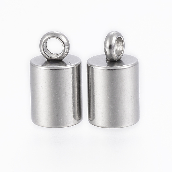 

PandaHall 201 Stainless Steel Cord Ends, End Caps, Column, Stainless Steel Color, 9x5mm, Hole: 2mm, Inner Diameter: 4mm 201 Stainless Steel