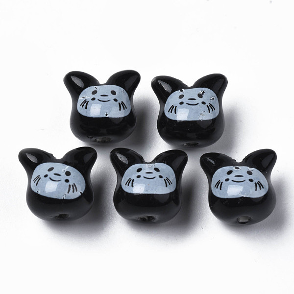 

PandaHall Handmade Porcelain Beads, Famille Rose Style, Cat, Black, 11.5x12x10.5mm, Hole: 2mm Porcelain Cat Shape Black