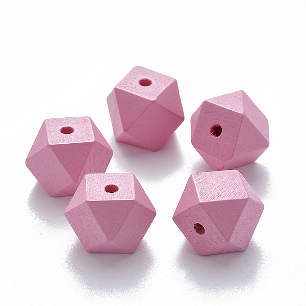 

PandaHall Painted Natural Wood Beads, Polygon, Hot Pink, 15.5x16x16mm, Hole: 3.5mm Schima Wood Polygon Pink