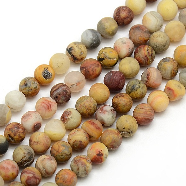 PandaHall Frosted Natural Crazy Agate Round Bead Strands, Crazy Agate, 6mm, Hole: 1mm, about 63~65pcs/strand, 14.9~15.6 inch Crazy Agate...