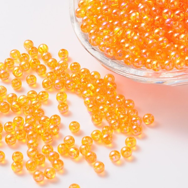 

PandaHall Eco-Friendly Transparent Acrylic Beads, Round, AB Color, Orange, 6mm, Hole: 1.5mm, about 4000pcs/500g Acrylic Round Orange
