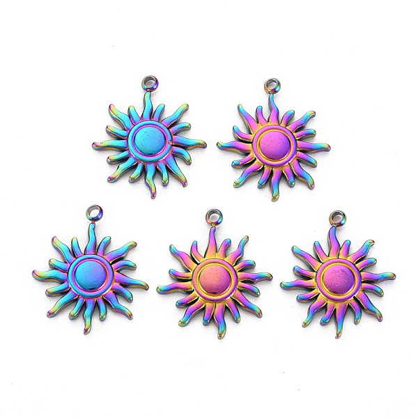 

PandaHall 201 Stainless Steel Pendants, Sun, Rainbow Color, 18.5x16x2mm, Hole: 1.4mm 201 Stainless Steel Sun