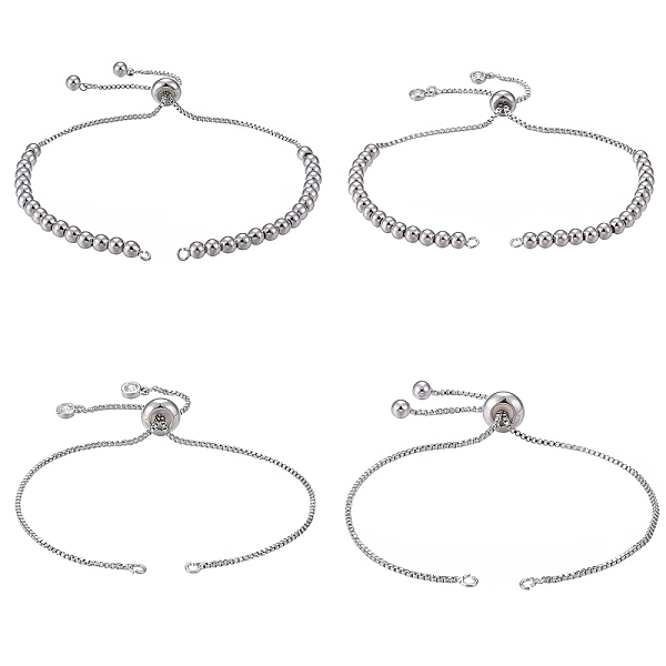 

PandaHall Brass Chain Bracelet Making, Slider Bracelets Making, Platinum, 10-1/2 inch(12~26.8cm), 4pcs/box Brass