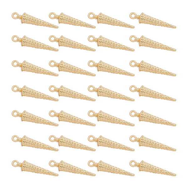 

PandaHall ARRICRAFT Alloy Pendants Rhinestone Settings, Cone, Light Gold, 31x7.5mm, Hole: 2mm, 30pcs/box Alloy Cone