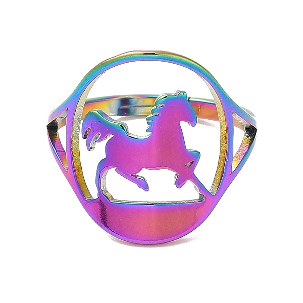 Ion Plating(IP) 304 Stainless Steel Horse Adjustable Ring for Women
