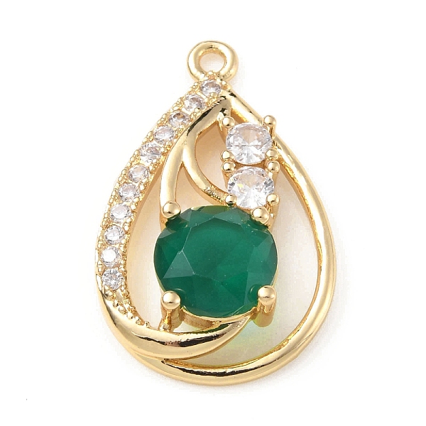 

PandaHall Brass with K9 Glass & Rhinestone Pendants, Light Gold, Teardrop Charms, Emerald, 25x15.5x6mm, Hole: 1.6mm K9 Glass Teardrop Green
