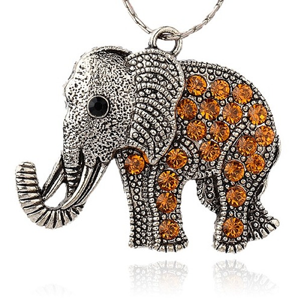 

PandaHall Tibetan Style Alloy Rhinestone Big Pendants, Cadmium Free & Lead Free, Elephant, Antique Silver, Topaz, 43x51x5.5mm, Hole: 3.5mm..., Yellow
