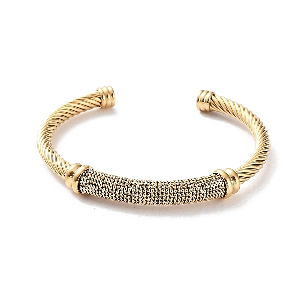 

PandaHall 304 Stainless Steel Cable Wire Twisted Cuff Bangles, Golden, Inner Diameter: 2-3/8 inch(6.1cm) 304 Stainless Steel