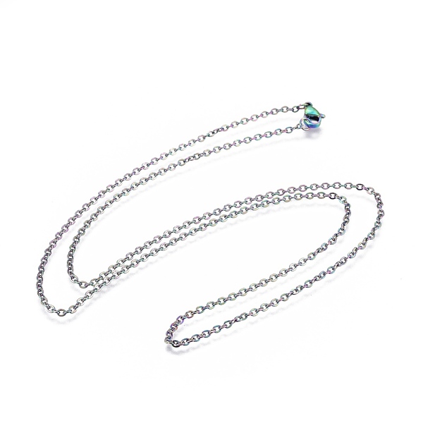 

PandaHall 304 Stainless Steel Cable Chain Necklaces, with Lobster Claw Clasps, Rainbow Color, 23.6 inch(60cm), 2mm 304 Stainless Steel