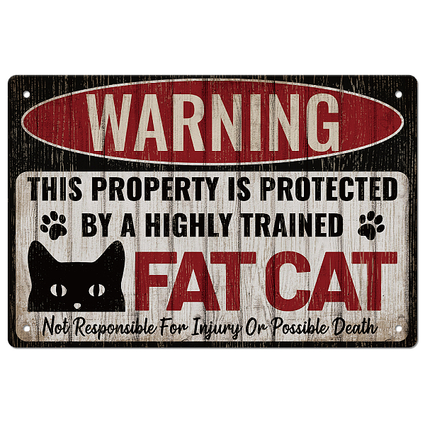 

PandaHall GLOBLELAND Vintage Cat Metal Sign Funny Fat Cat Sign Warning Metal Sign For Indoor & Outdoor Home Bar Coffee Kitchen Wall Decor...