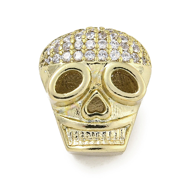 

PandaHall Brass Micro Pave Clear Cubic Zirconia Beads, Skull, Real 18K Gold Plated, 12x11x9.5mm, Hole: 2mm Brass+Cubic Zirconia Skull Clear