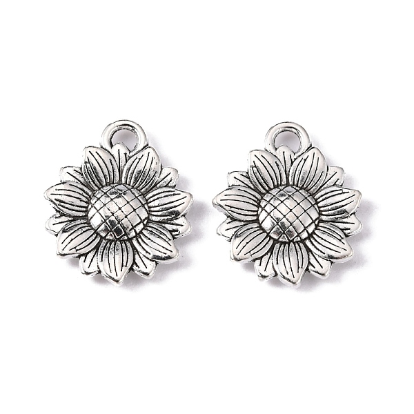 

PandaHall Sunflower Tibetan Style Alloy Pendants, Cadmium Free & Lead Free, Antique Silver, 18x15.5x2.5mm, Hole: 2mm Alloy Flower