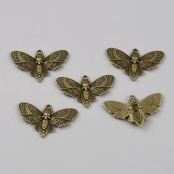 

PandaHall Tibetan Style Alloy Pendants, Butterfly with Skull Charms, Antique Bronze, 26.5x42.5x3.5mm, Hole: 1.8mm Alloy Butterfly