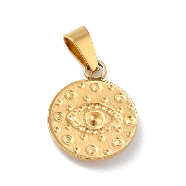 

PandaHall Vacuum Plating 304 Stainless Steel Pendants, with 201 Stainless Steel Snap On Bails and Sapphire Rhinestone, Flat Round with Eye...