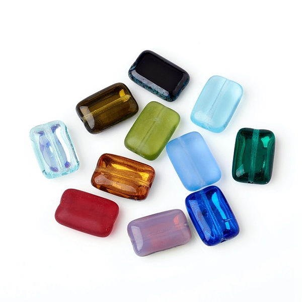 

PandaHall Czech Glass Beads, Electroplated or Transparent or Frosted Effect, Rectangle, Mixed Color, 12x8x4mm, Hole: 0.8mm, about 120pcs/bag..., Multicolor