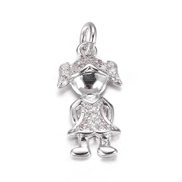 

PandaHall Brass Micro Pave Cubic Zirconia Pendants, Girl, Platinum, 18x9x2mm, Hole: 3mm Brass+Cubic Zirconia Human