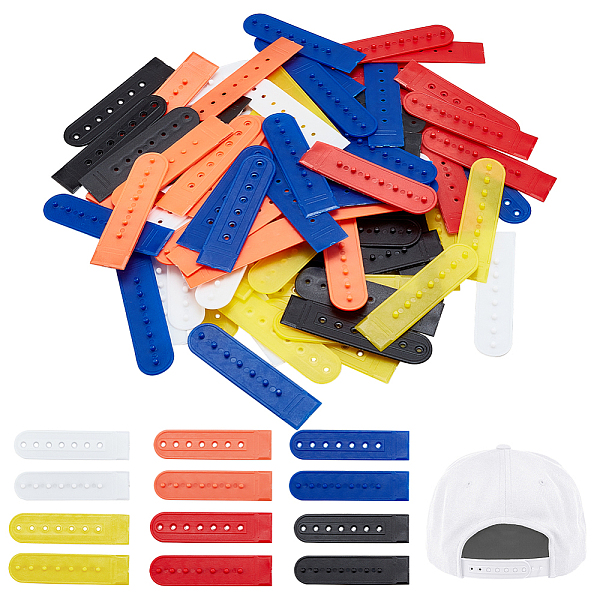 PandaHall BENECREAT 48 Sets 6 Colors Plastic Snapback Strap Cover, 7 Holes Hats Replacement Fasteners Buckle for DIY Snapback Hat or Replace...
