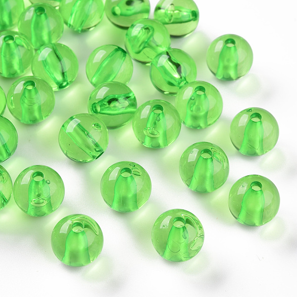 

PandaHall Transparent Acrylic Beads, Round, Lawn Green, 12x11mm, Hole: 2.5mm, about 566pcs/500g Acrylic Round