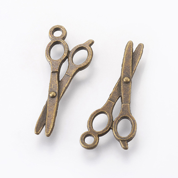 PandaHall Alloy Pendants, Scissors, Cadmium Free & Nickel Free & Lead Free, Antique Bronze, 27x10x2mm, Hole: 2mm Alloy Tool