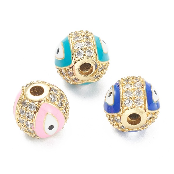 

PandaHall Brass Micro Pave Cubic Zirconia Charms, with Enamel, Long-Lasting Plated, Flat Round with Evil Eye, Real 18K Gold Plated , Mixed..., Multicolor