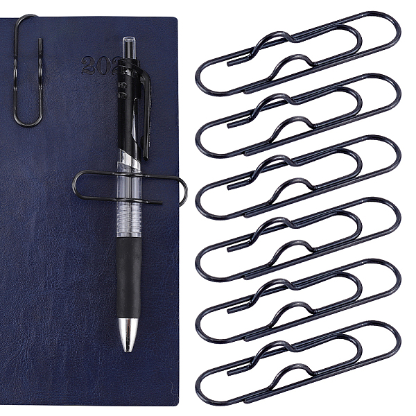 

PandaHall CRASPIRE Metal Pen Clips for Notebook, Long Paper Clip Pen Holders, Oval, Electrophoresis Black, 71x18x7.5mm, 27pcs/box Metal Oval