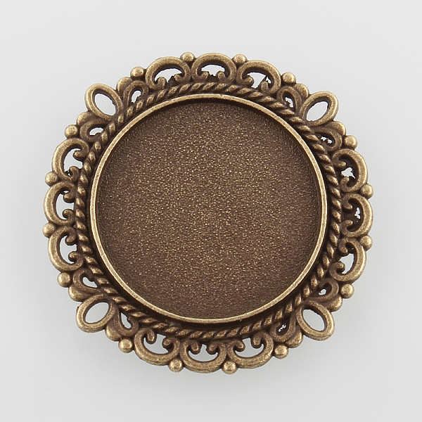 

PandaHall Vintage Filigree Wrap Flat Round Alloy Pendant Cabochon Settings, Cadmium Free & Nickel Free & Lead Free, Antique Bronze, Tray...