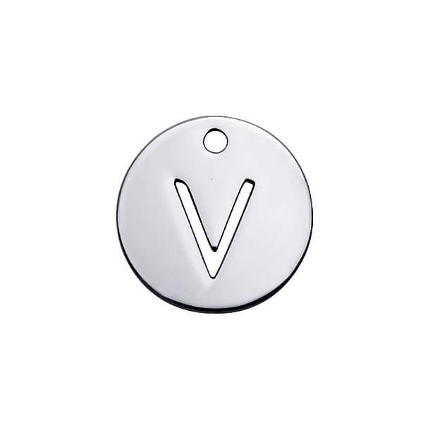 

PandaHall 201 Stainless Steel Charms, Flat Round with Letter, Stainless Steel Color, Letter.V, 12x1mm, Hole: 1.5mm 201 Stainless Steel...
