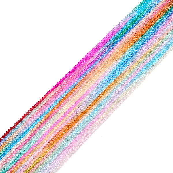 

PandaHall 20 Strands 20 Colors Transparent Glass Beads Strand, Faceted, Rondelle, Mixed Color, 3mm, about 150~154pcs/strand, 14.88~15.16..., Multicolor