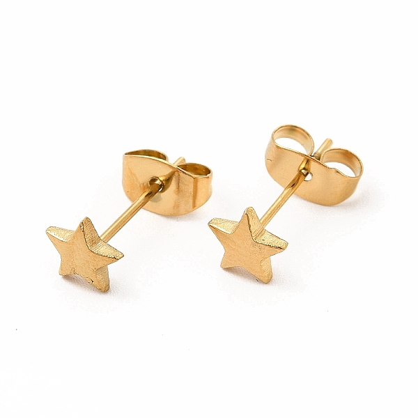 

PandaHall 304 Stainless Steel Star Stud Earrings for Women, Real 18K Gold Plated, 5.5x6mm, Pin: 0.7mm 304 Stainless Steel Star