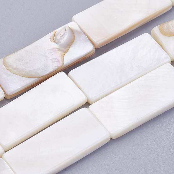 

PandaHall Natural White Shell Beads Strands, Rectangle, Floral White, 27.5x11~12x3mm, Hole: 1mm, about 14pcs/strand, 15.35 inch(39cm) White...