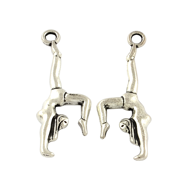 

PandaHall Tibetan Style Zinc Alloy Dancer Pendants, Gymnast Charm/Gymnastic Pendant, Lead Free & Cadmium Free, Antique Silver, 30x10.5x3mm...