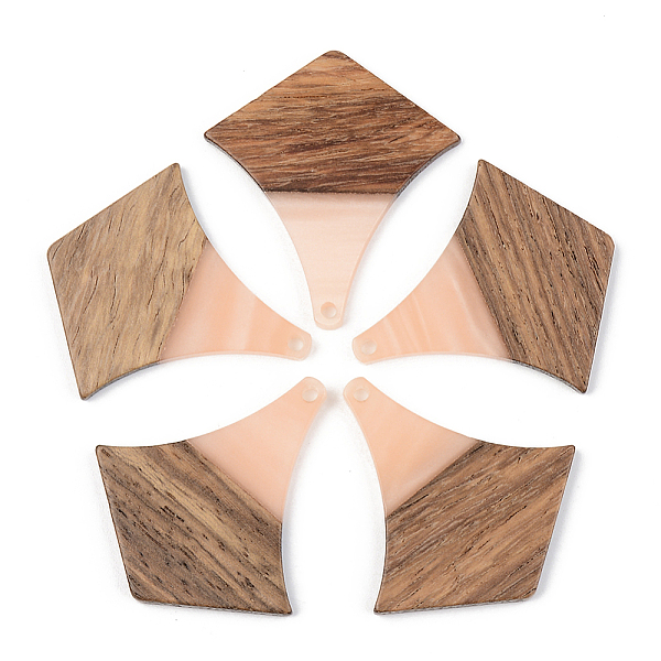 

PandaHall Opaque Resin & Walnut Wood Pendants, Arrows, Light Salmon, 38x35x3mm, Hole: 2mm Resin+Wood Others Red