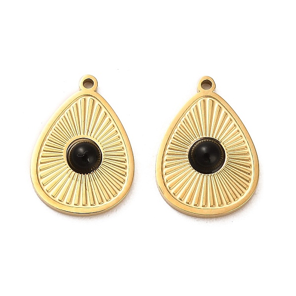 

PandaHall 304 Stainless Steel Pendants, with Natural Obsidian, Teardrop Charms, Real 14K Gold Plated, 18x12.5x3mm, Hole: 1.2mm Obsidian...