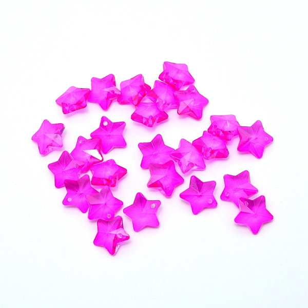 

PandaHall Transparent Glass Pendants, Faceted, Star Charms, Magenta, 13x13.5x7mm, Hole: 1mm Glass Star Pink