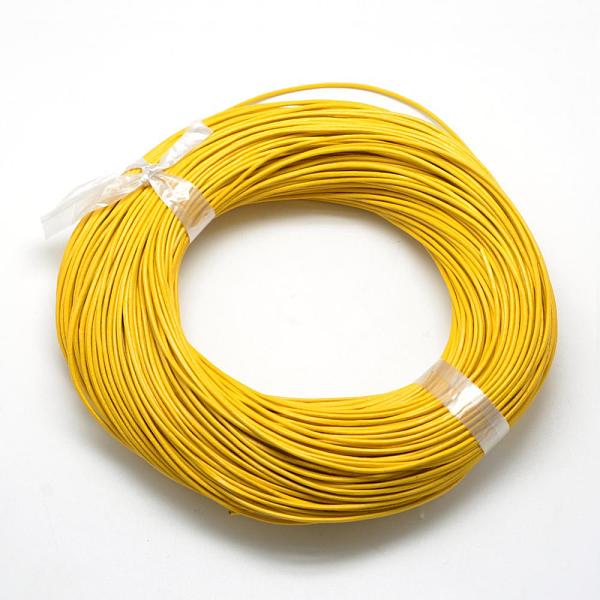 

PandaHall Spray Painted Cowhide Leather Cords, Gold, 1.5mm, about 100yards/bundle(300 feet/bundle) Cowhide Round Gold