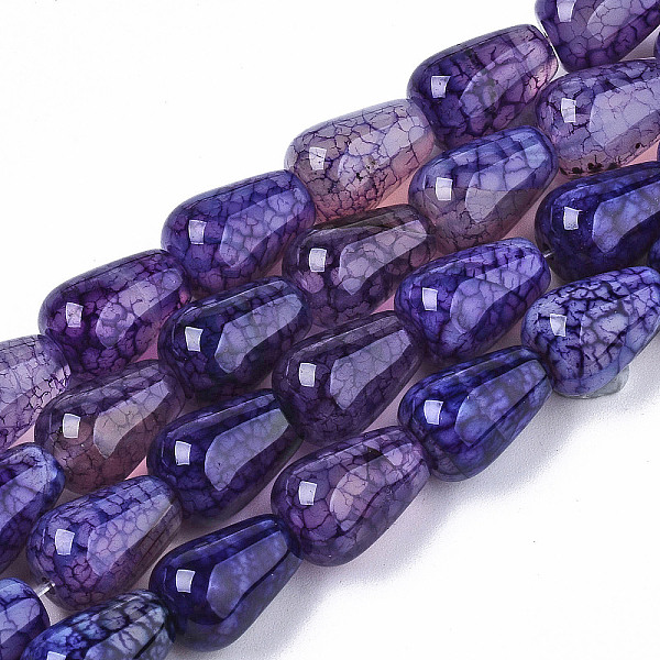 

PandaHall Natural Crackle Agate Beads Strands, Dyed & Heated, Teardrop, Indigo, 14x10mm, Hole: 1mm, about 28pcs/strand, 15.35 inch(39cm)..., Purple