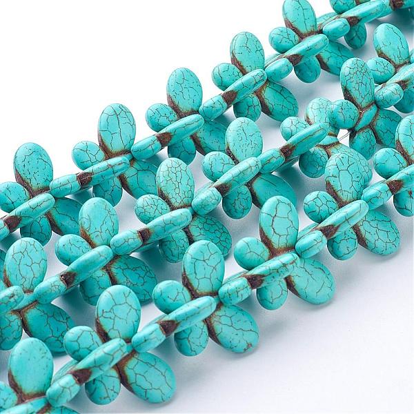 

PandaHall Synthetic Howlite Beads Strands, Dyed & Heated, Butterfly, Turquoise, 35x25x6mm, Hole: 1mm, about 27pcs/strand, 15.9 inch, about..., Green