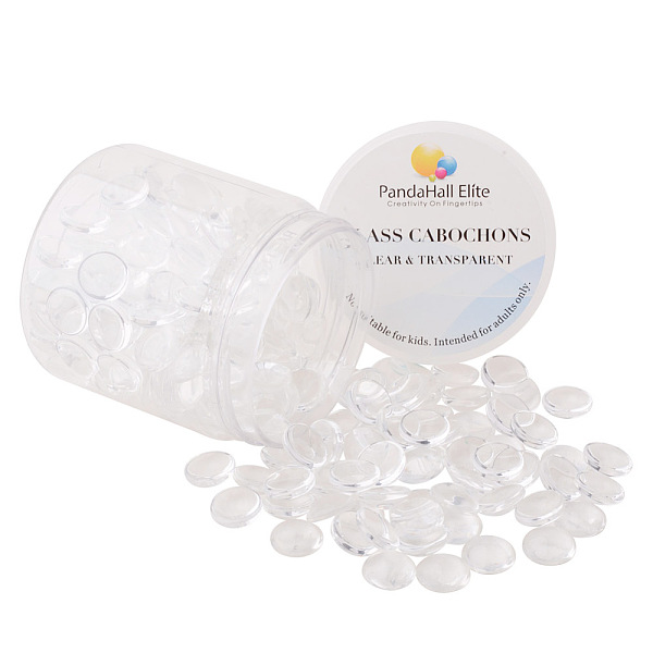 

PandaHall About 240~250 Pcs 10mm Round Glass Cabochon Clear Dome Tiles for Cameo Pendants Photo Craft Jewelry Making Glass Half Round Clear