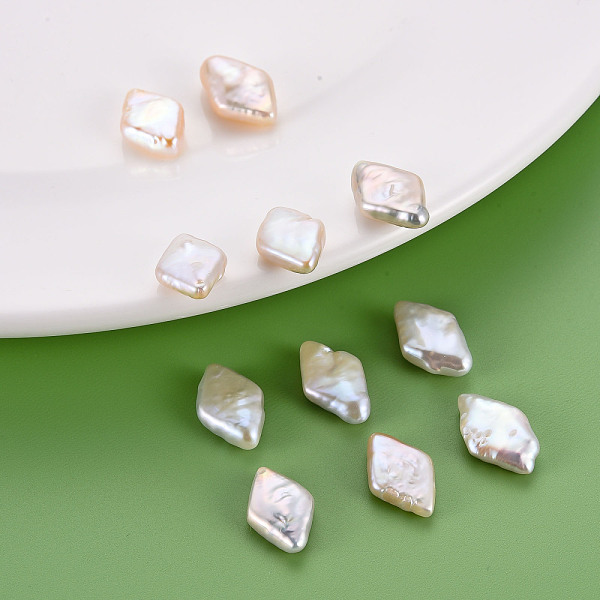 

PandaHall Natural Keshi Pearl Beads, Cultured Freshwater Pearl, No Hole/Undrilled, Rhombus, Seashell Color, 14~16x9~10x3~6mm Keshi Pearl...