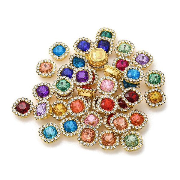 

PandaHall Acrylic Rhinetsone Cabochons, with ABS Plastic, Square, Golden, 13.5x13.5x5.5mm Acrylic Rhinestone Square Multicolor