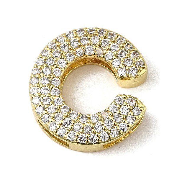 

PandaHall Brass Beads, with Clear Cubic Zirconia, Letter C, 19.5x18.5x5.5mm, Hole: 4.5x2.5mm Brass+Cubic Zirconia Letter C Clear