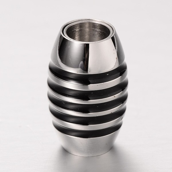 

PandaHall Barrel 304 Stainless Steel Magnetic Clasps with Glue-in Ends, Gunmetal & Stainless Steel Color, 18x11.5mm, Hole: 6mm 304 Stainless...