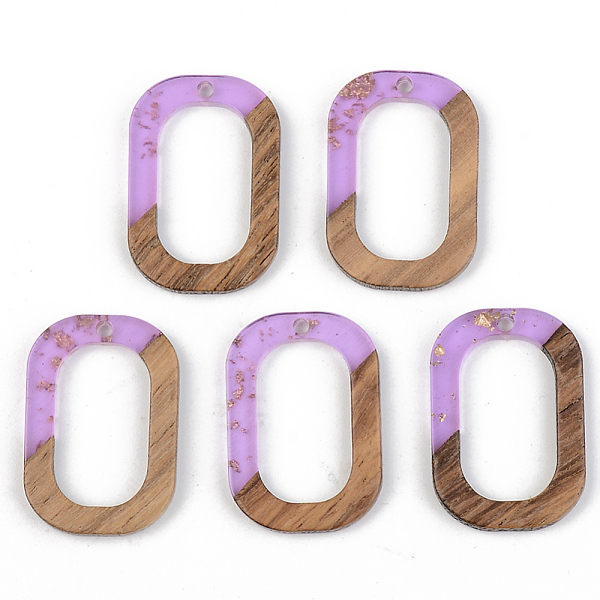 

PandaHall Transparent Resin & Walnut Wood Pendants, with Foil, Oval Ring, Violet, 28x19.5x3mm, Hole: 2mm Resin+Wood Oval Purple