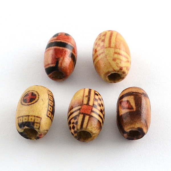 

PandaHall Printed Natural Wood Beads, Oval, Mixed Color, 12~13x8mm, Hole: 3.5mm, 3125pcs/1000g Maple Wood Oval Multicolor