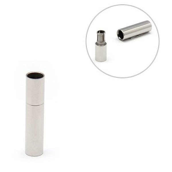 

PandaHall 304 Stainless Steel Magnetic Clasps with Glue-in Ends, Tube, Stainless Steel Color, 22x4.5mm, Hole: 4mm 304 Stainless Steel Tube