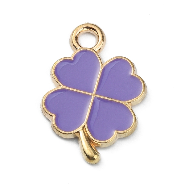 

PandaHall Alloy Enamel Pendants, Golden, Clover, Medium Purple, 18x12x1.3mm, Hole: 1.8mm Alloy+Enamel Clover